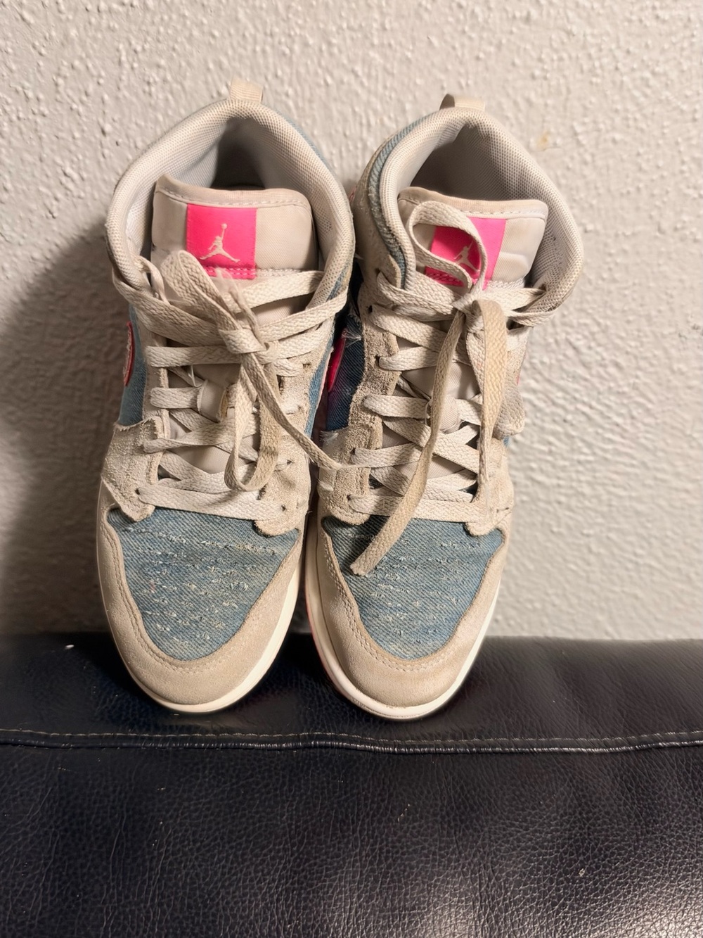Jordan Women’s Low-Top Sneakers in Beige, Denim Blue and Pink